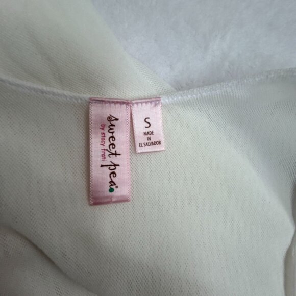 Sweet Pea By Stacy Frati Womens White Sleeveless Top With Floral Detail Small - Picture 3 of 9